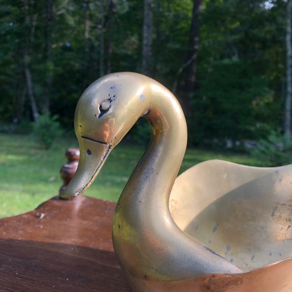 Mid Century Modern Brass Swan Trinket Bowl - Picture 5 of 9